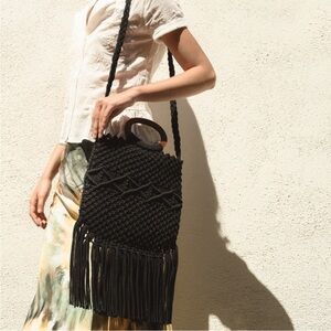 NWT | Danielle Nicole Black Woven Macrame Purse